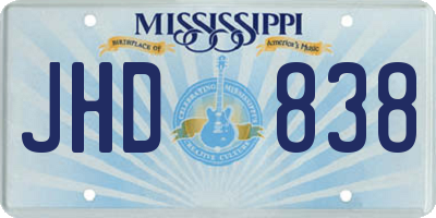 MS license plate JHD838