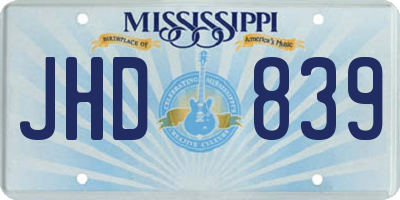 MS license plate JHD839