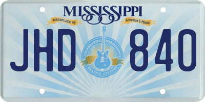 MS license plate JHD840