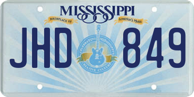MS license plate JHD849
