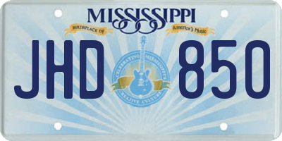 MS license plate JHD850