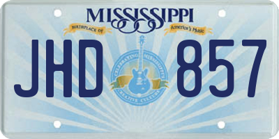 MS license plate JHD857