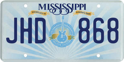 MS license plate JHD868