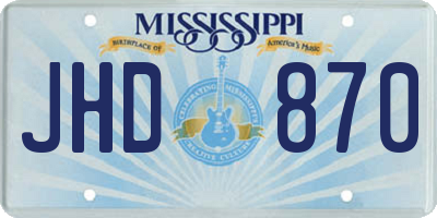 MS license plate JHD870