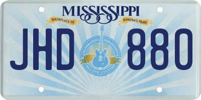 MS license plate JHD880