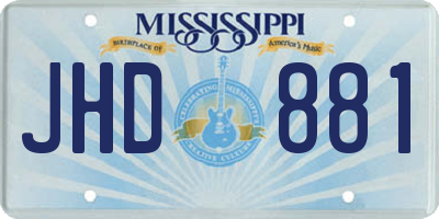 MS license plate JHD881