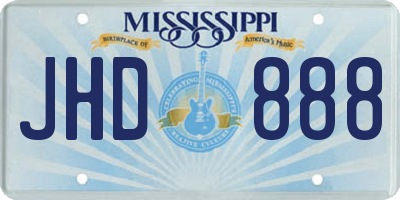 MS license plate JHD888