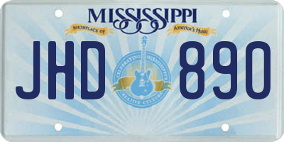 MS license plate JHD890