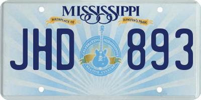 MS license plate JHD893