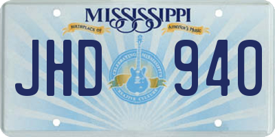 MS license plate JHD940