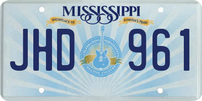 MS license plate JHD961