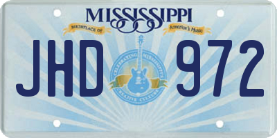 MS license plate JHD972