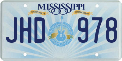 MS license plate JHD978