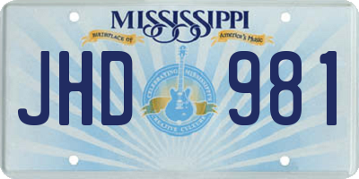 MS license plate JHD981