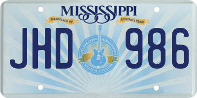 MS license plate JHD986