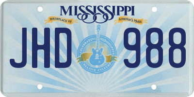 MS license plate JHD988