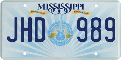 MS license plate JHD989