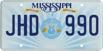 MS license plate JHD990
