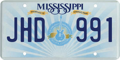 MS license plate JHD991