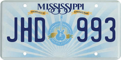 MS license plate JHD993