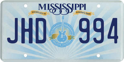 MS license plate JHD994