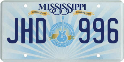 MS license plate JHD996