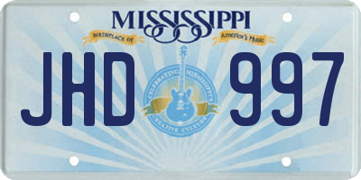 MS license plate JHD997