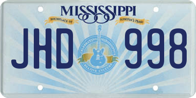 MS license plate JHD998