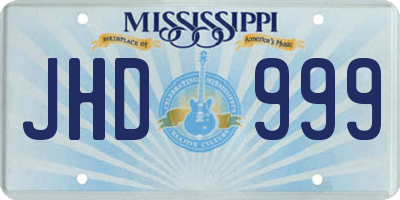 MS license plate JHD999
