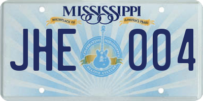 MS license plate JHE004