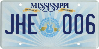 MS license plate JHE006