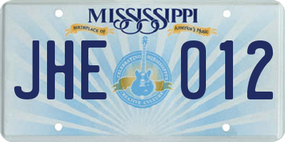 MS license plate JHE012