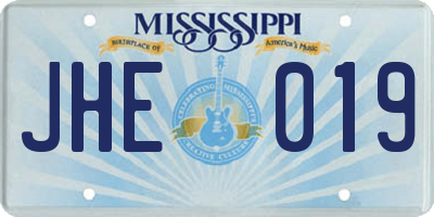 MS license plate JHE019