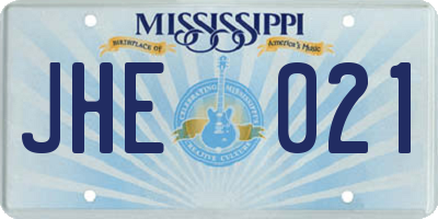 MS license plate JHE021