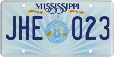 MS license plate JHE023