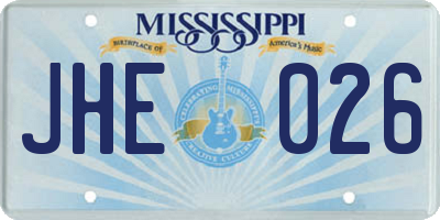 MS license plate JHE026