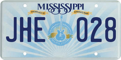 MS license plate JHE028