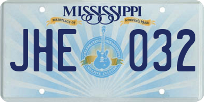 MS license plate JHE032