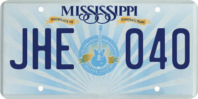 MS license plate JHE040