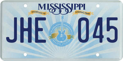MS license plate JHE045