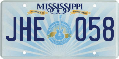 MS license plate JHE058