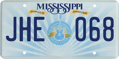 MS license plate JHE068