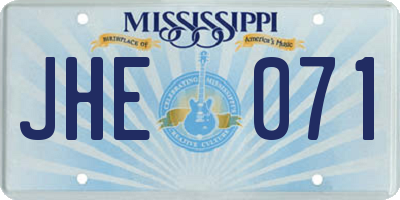 MS license plate JHE071
