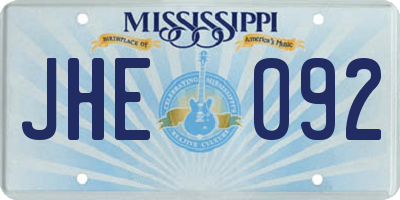 MS license plate JHE092