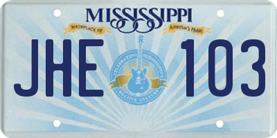 MS license plate JHE103