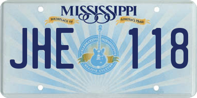 MS license plate JHE118