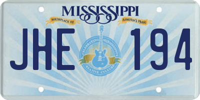 MS license plate JHE194