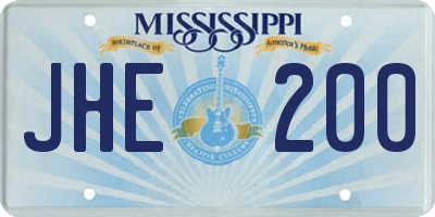 MS license plate JHE200