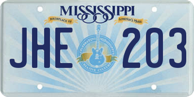 MS license plate JHE203