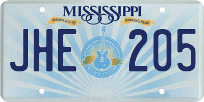 MS license plate JHE205